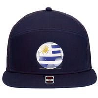 Soccer Ball Country Flag Uruguay 7 Panel Mesh Trucker Snapback Hat