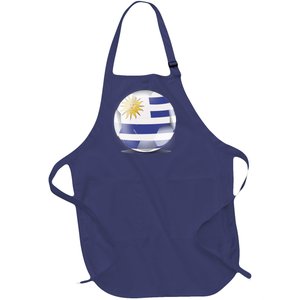 Soccer Ball Country Flag Uruguay Full-Length Apron With Pockets