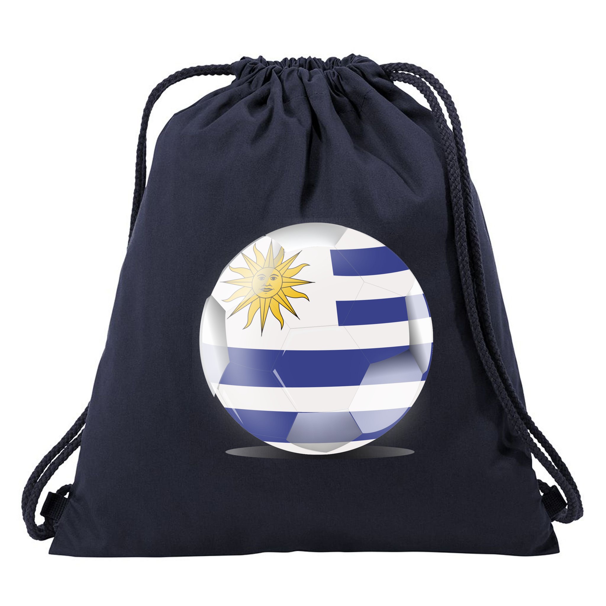 Soccer Ball Country Flag Uruguay Drawstring Bag