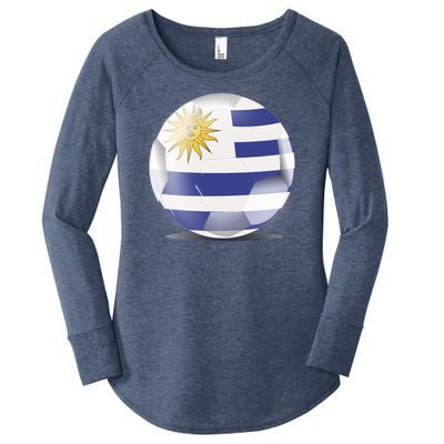 Soccer Ball Country Flag Uruguay Women's Perfect Tri Tunic Long Sleeve Shirt