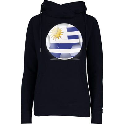 Soccer Ball Country Flag Uruguay Womens Funnel Neck Pullover Hood