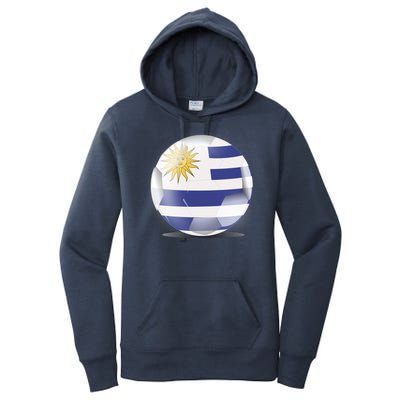 Soccer Ball Country Flag Uruguay Women's Pullover Hoodie