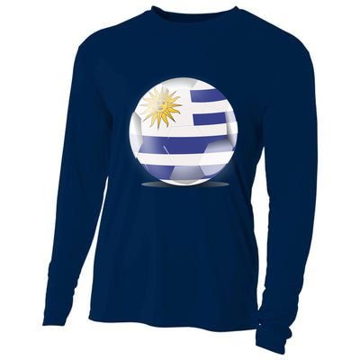 Soccer Ball Country Flag Uruguay Cooling Performance Long Sleeve Crew