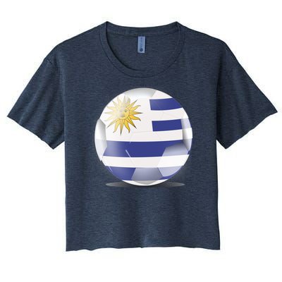 Soccer Ball Country Flag Uruguay Women's Crop Top Tee