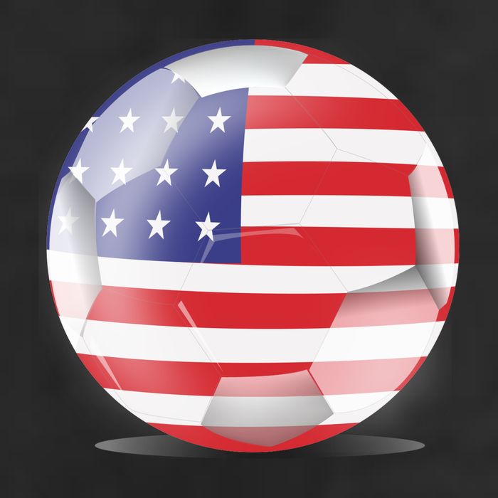 Soccer Ball Country Flag USA 7 Panel Mesh Trucker Snapback Hat