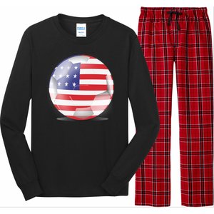 Soccer Ball Country Flag USA Long Sleeve Pajama Set