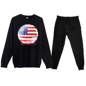 Soccer Ball Country Flag USA Premium Crewneck Sweatsuit Set