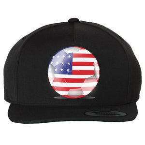 Soccer Ball Country Flag USA Wool Snapback Cap