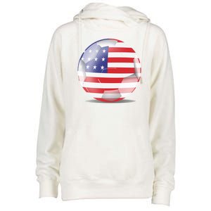 Soccer Ball Country Flag USA Womens Funnel Neck Pullover Hood