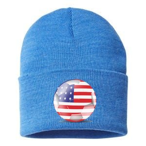 Soccer Ball Country Flag USA Sustainable Knit Beanie