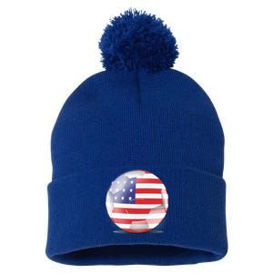 Soccer Ball Country Flag USA Pom Pom 12in Knit Beanie