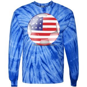 Soccer Ball Country Flag USA Tie-Dye Long Sleeve Shirt