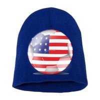 Soccer Ball Country Flag USA Short Acrylic Beanie