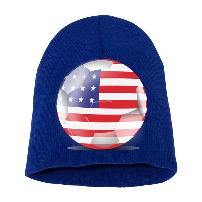 Soccer Ball Country Flag USA Short Acrylic Beanie