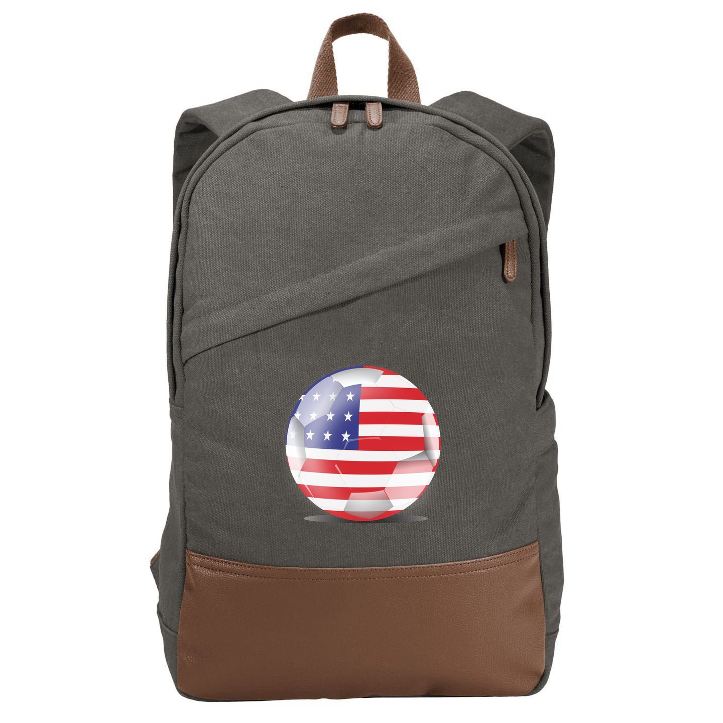 Soccer Ball Country Flag USA Cotton Canvas Backpack