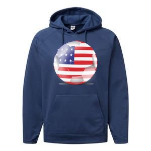 Soccer Ball Country Flag USA Performance Fleece Hoodie