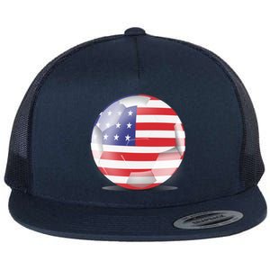 Soccer Ball Country Flag USA Flat Bill Trucker Hat