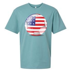 Soccer Ball Country Flag USA Sueded Cloud Jersey T-Shirt