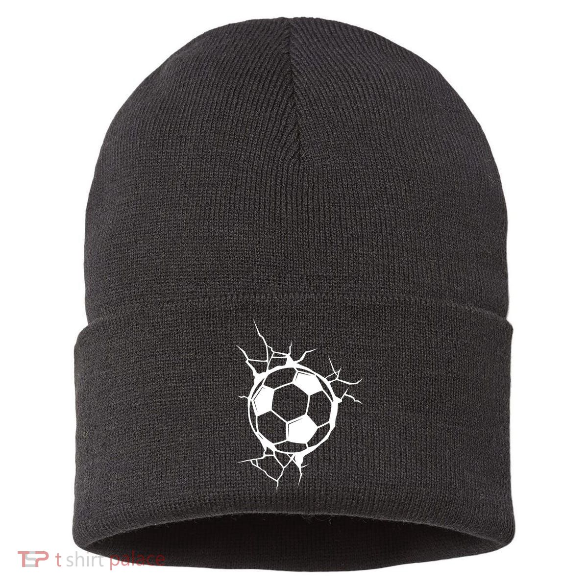 Soccer Ball Crashing Into Wall Sustainable Knit Beanie