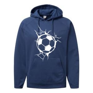 Soccer Ball Crashing Into Wall Performance Fleece Hoodie