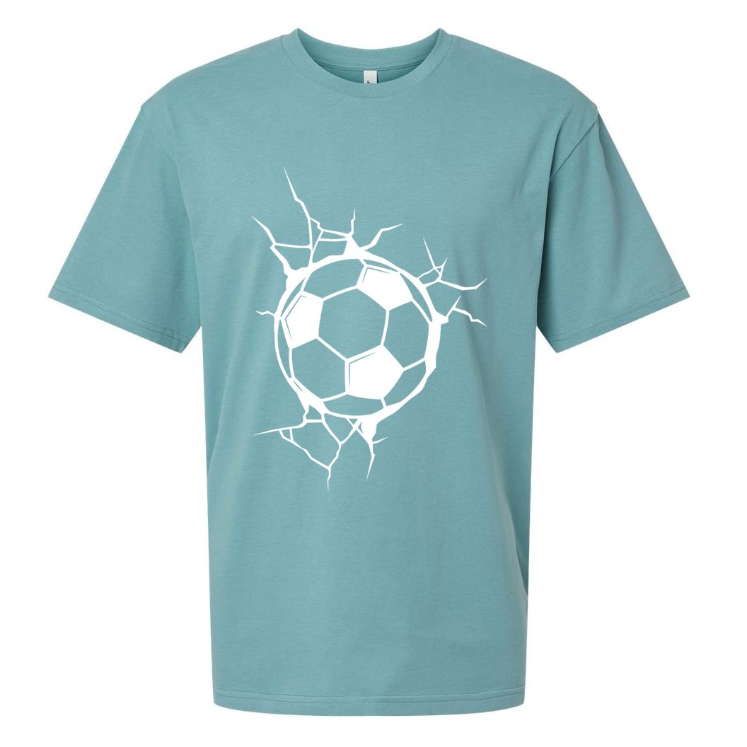 Soccer Ball Crashing Into Wall Sueded Cloud Jersey T-Shirt
