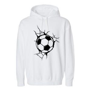 Soccer Ball Crashing Into Wall Garment-Dyed Fleece Hoodie