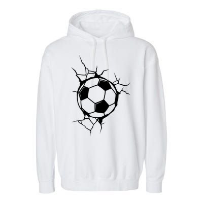 Soccer Ball Crashing Into Wall Garment-Dyed Fleece Hoodie