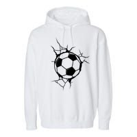 Soccer Ball Crashing Into Wall Garment-Dyed Fleece Hoodie