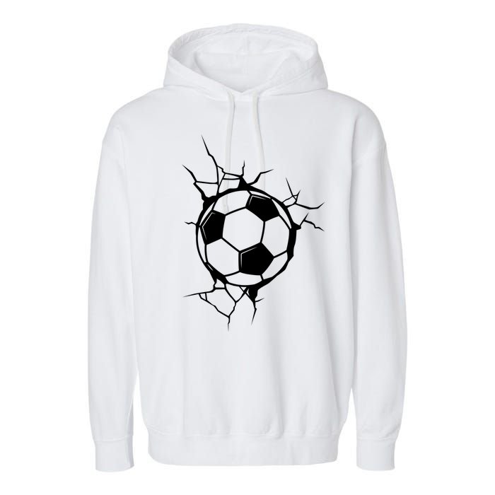 Soccer Ball Crashing Into Wall Garment-Dyed Fleece Hoodie