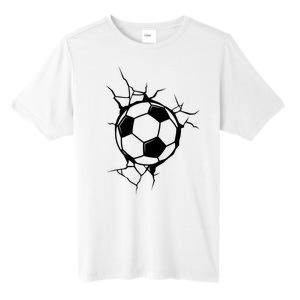 Soccer Ball Crashing Into Wall Tall Fusion ChromaSoft Performance T-Shirt