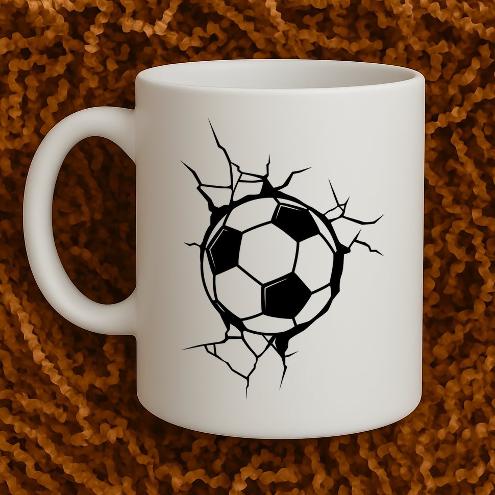 Soccer Ball Crashing Into Wall Mug