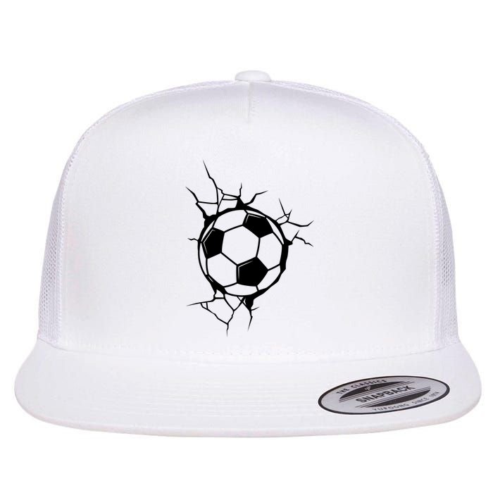 Soccer Ball Crashing Into Wall Flat Bill Trucker Hat