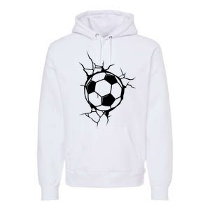 Soccer Ball Crashing Into Wall Premium Hoodie