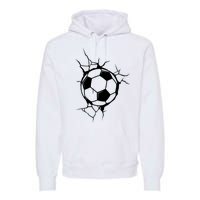 Soccer Ball Crashing Into Wall Premium Hoodie