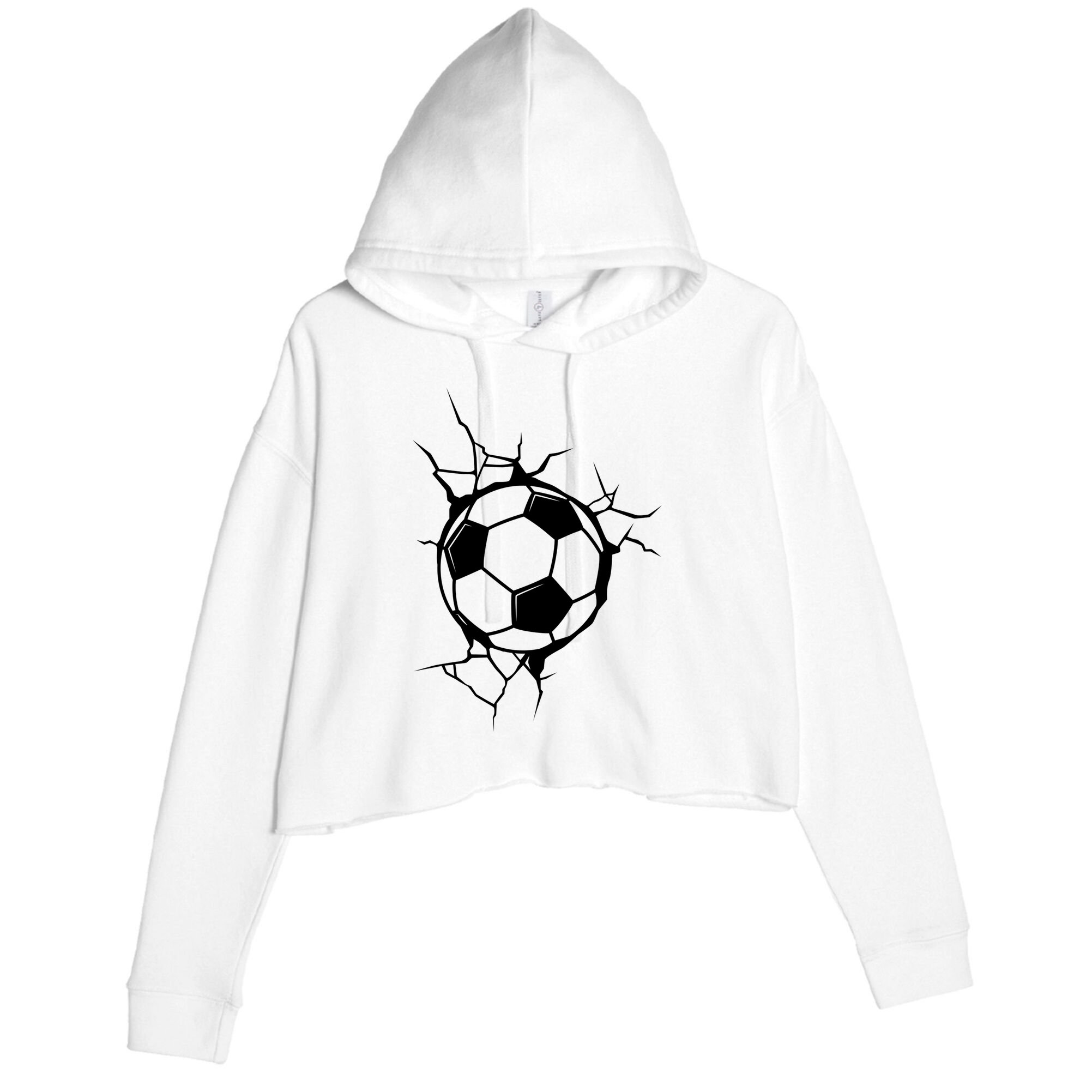 Soccer Ball Crashing Into Wall Crop Fleece Hoodie