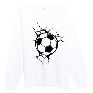 Soccer Ball Crashing Into Wall Premium Crewneck Sweatshirt