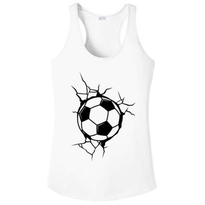 Soccer Ball Crashing Into Wall Ladies PosiCharge Competitor Racerback Tank