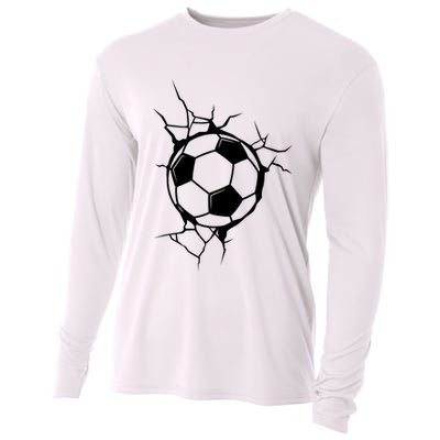 Soccer Ball Crashing Into Wall Cooling Performance Long Sleeve Crew