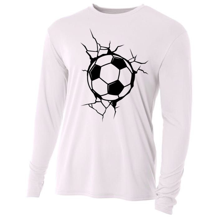 Soccer Ball Crashing Into Wall Cooling Performance Long Sleeve Crew