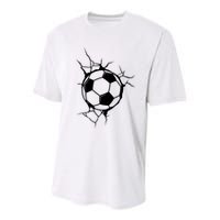 Soccer Ball Crashing Into Wall Youth Performance Sprint T-Shirt