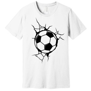 Soccer Ball Crashing Into Wall Premium T-Shirt