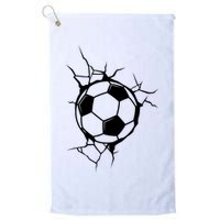 Soccer Ball Crashing Into Wall Golf Towel