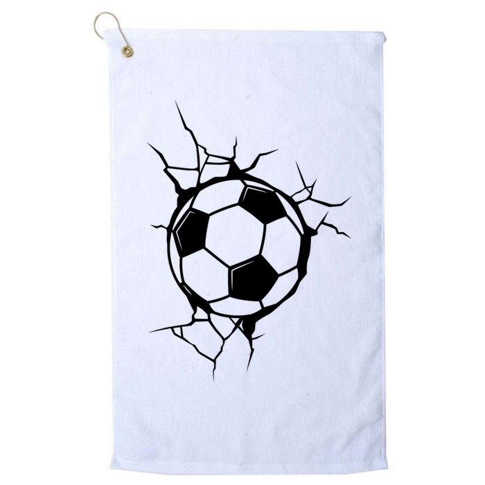 Soccer Ball Crashing Into Wall Golf Towel