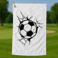 Soccer Ball Crashing Into Wall Golf Towel