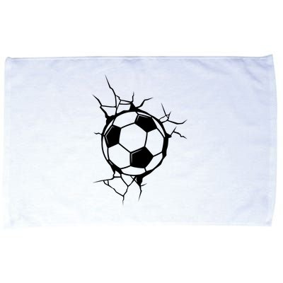 Soccer Ball Crashing Into Wall Microfiber Hand Towel