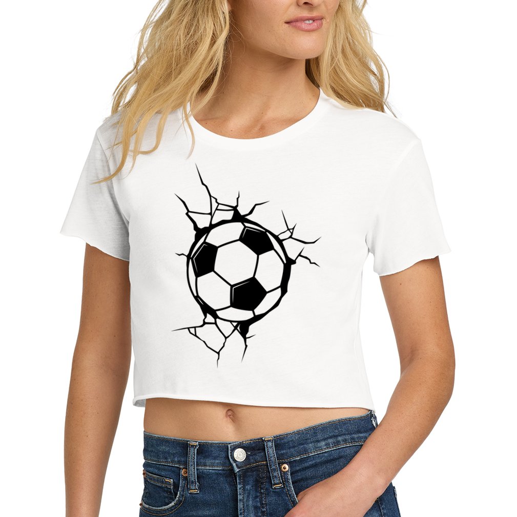 Soccer Ball Crashing Into Wall Crop Top