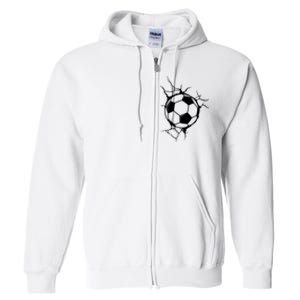 Soccer Ball Crashing Into Wall Full Zip Hoodie