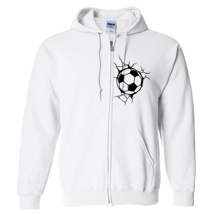 Soccer Ball Crashing Into Wall Full Zip Hoodie