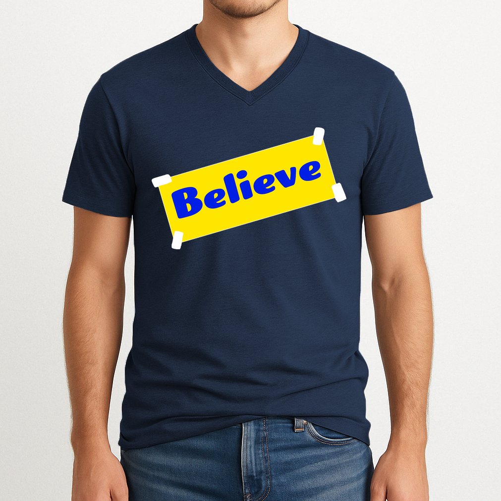 Soccer Believe Faith Coach V-Neck T-Shirt