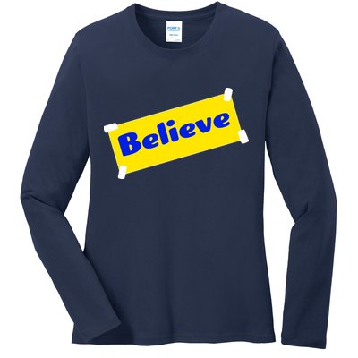 Soccer Believe Faith Coach Ladies Long Sleeve Shirt